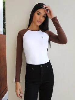 Bethan Bodysuit - White/Coffee