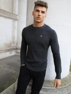 Olton Knit Jumper - Charcoal -Cheap Clothing Store 1267OltonDGrey2D