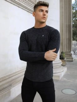Olton Knit Jumper - Charcoal -Cheap Clothing Store 1267OltonDGrey3D