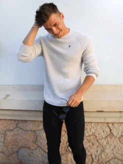 Olton Knit Jumper - Marl White -Cheap Clothing Store 1267OltonMarlWhitePortugal5D