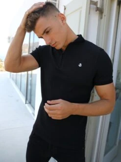 Aspen Polo - Black -Cheap Clothing Store 1804Zip UpPoloBlack4D