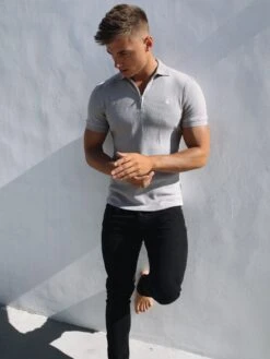 Aspen Polo - Stone -Cheap Clothing Store 1804Zip UpPoloStone3D