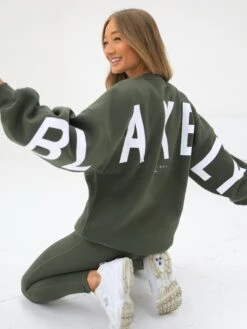 Isabel Oversized Jumper - Dark Khaki Green -Cheap Clothing Store 1846GkhakigreenD 3