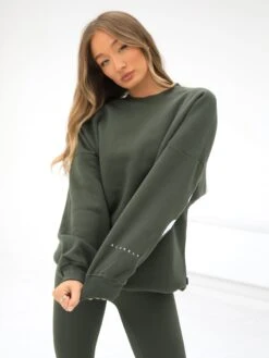 Isabel Oversized Jumper - Dark Khaki Green -Cheap Clothing Store 1846GkhakigreenD 5
