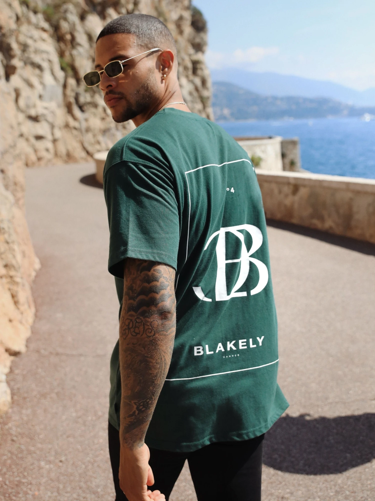 Riviera Initial Relaxed T-Shirt - Dark Green 6 Riviera Initial Relaxed T-Shirt - Dark Green - Image 4