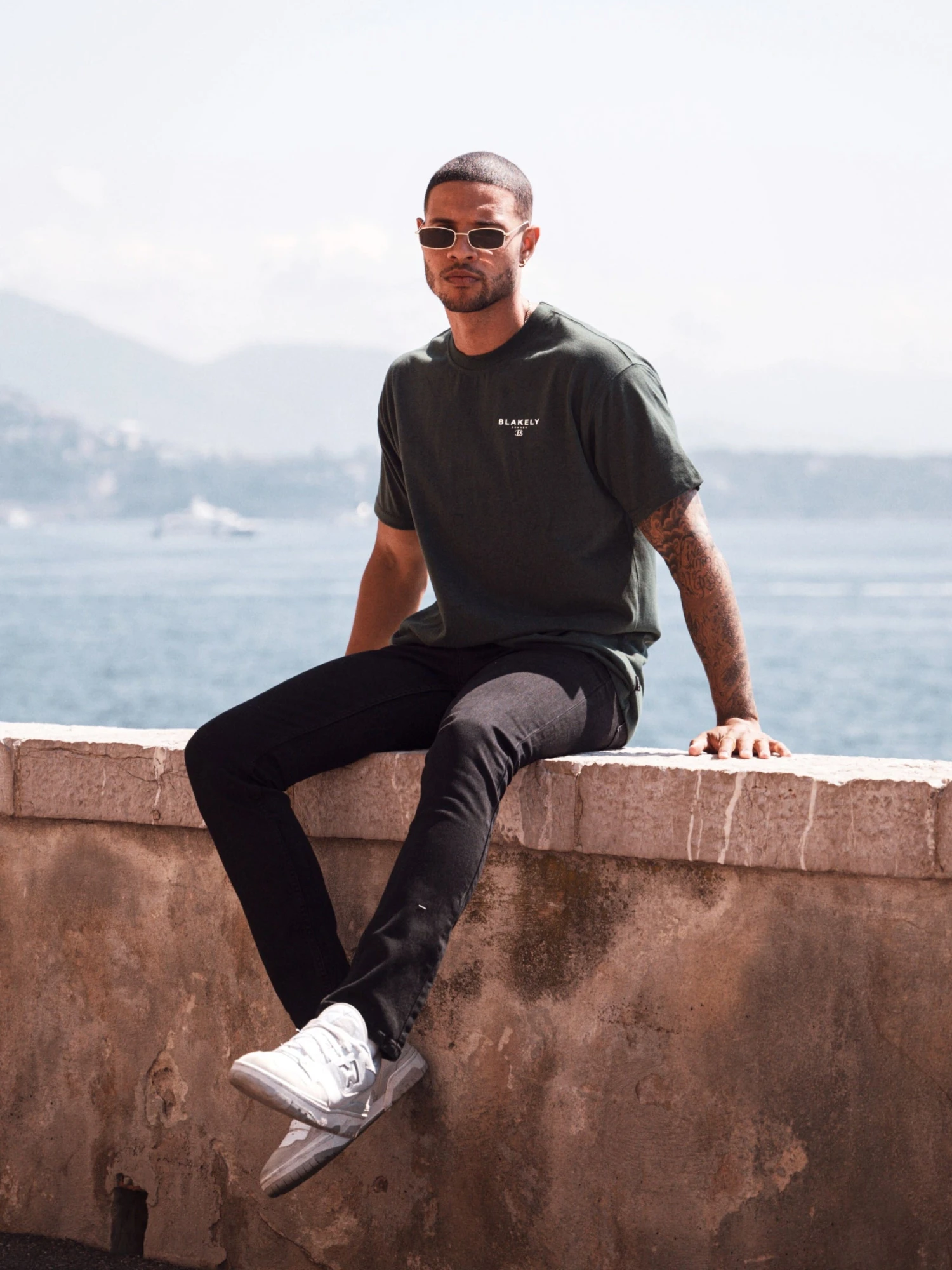 Riviera Initial Relaxed T-Shirt - Dark Green 4 Riviera Initial Relaxed T-Shirt - Dark Green - Image 2