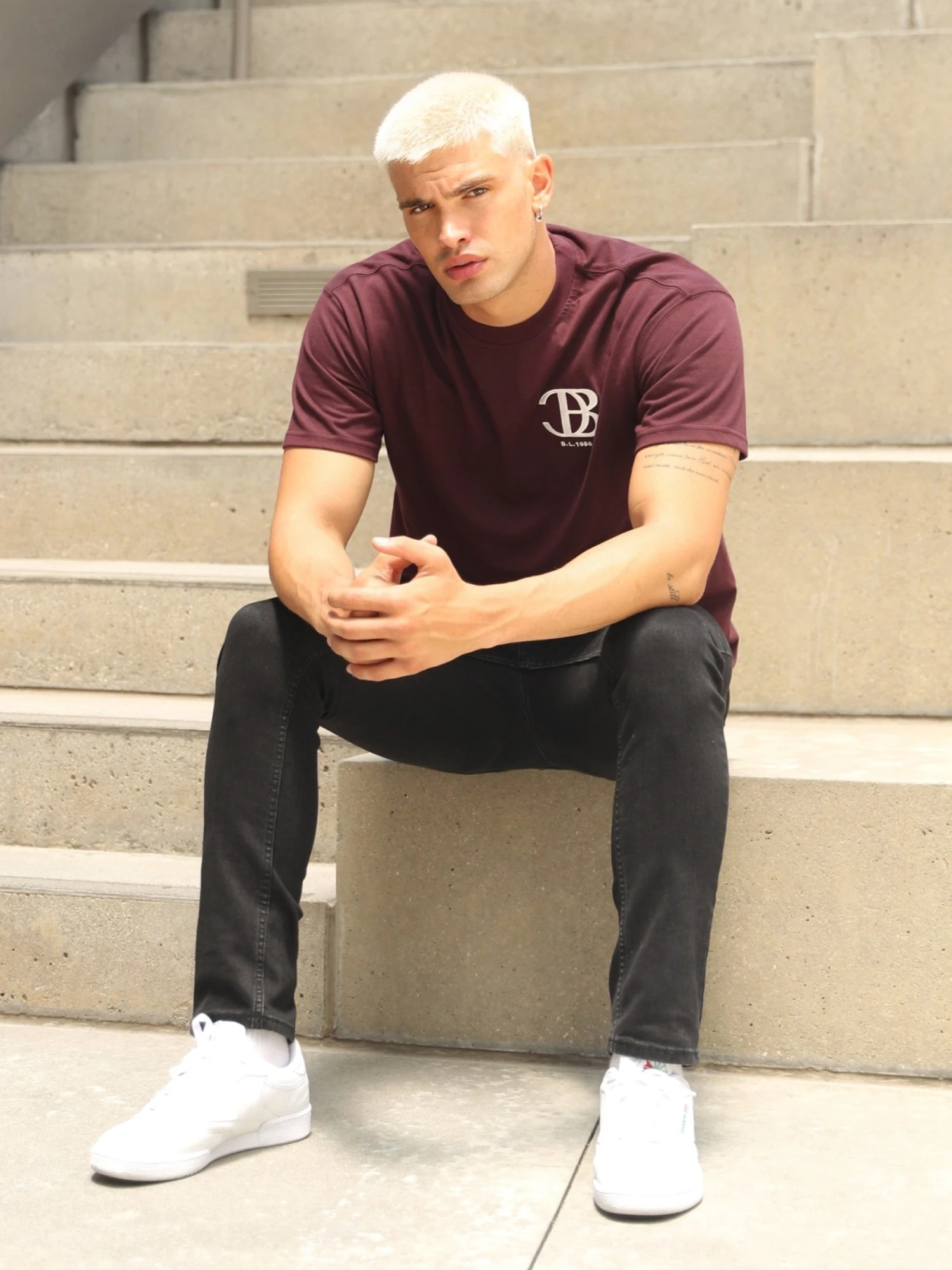 Initial Relaxed T-Shirt - Dark Burgundy 4 Initial Relaxed T-Shirt - Dark Burgundy - Image 2