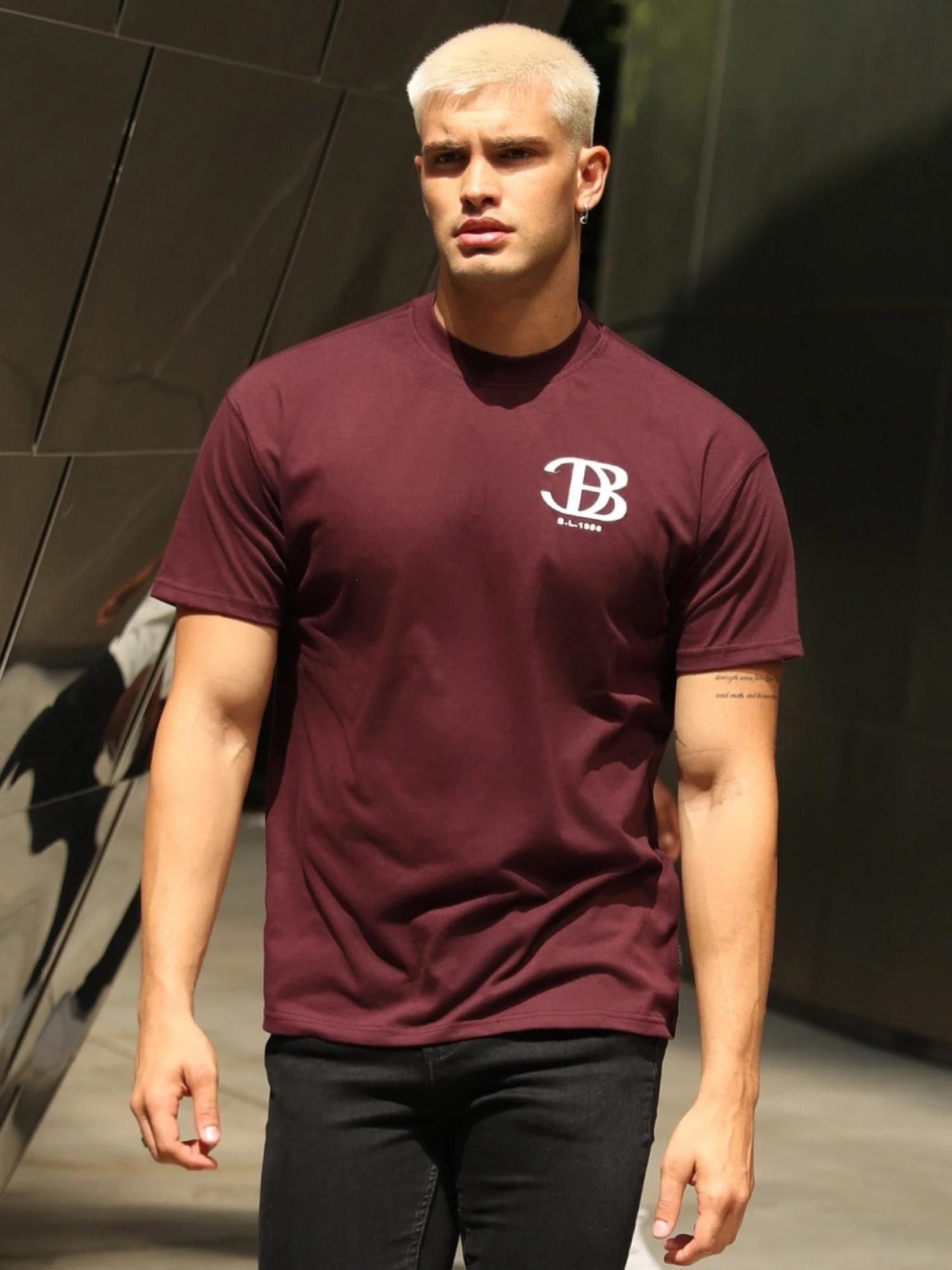 Initial Relaxed T-Shirt - Dark Burgundy 3 Initial Relaxed T-Shirt - Dark Burgundy