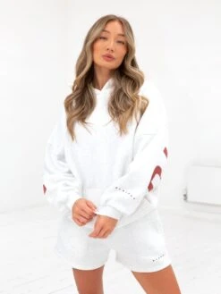 Isabel Oversized Hoodie - Marl White And Rust Red -Cheap Clothing Store 2011WMarlWhite Rust 06D