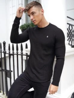 Mason Knit Jumper - Black -Cheap Clothing Store 2041MasonBlackSam1D