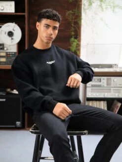 Statement Relaxed Jumper - Black 13 Statement Relaxed Jumper - Black -Cheap Clothing Store 2045TBlack04D