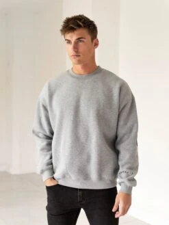 Idris Oversized Jumper - Marl Grey -Cheap Clothing Store 2046AGreyMarl 05D