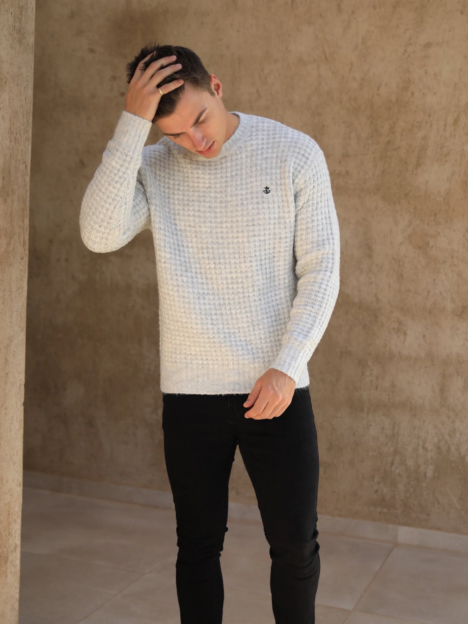 Burford Knit Jumper - Marl White 5 Burford Knit Jumper - Marl White - Image 3