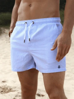 Striped Swim Shorts - Light Blue