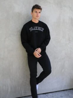 Varsity Relaxed Jumper - Black -Cheap Clothing Store 216VARBlackD 1