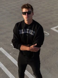 Varsity Relaxed Jumper - Black -Cheap Clothing Store 216VARBlackD 2