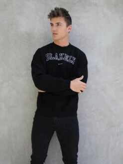 Varsity Relaxed Jumper - Black -Cheap Clothing Store 216VARBlackD 4