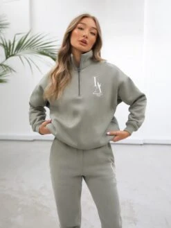 Studio 1/4 Zip Jumper - Olive -Cheap Clothing Store 218LAOlive02D