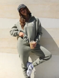 Studio 1/4 Zip Jumper - Olive -Cheap Clothing Store 218LAOlive09D