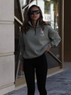 Studio 1/4 Zip Jumper - Olive -Cheap Clothing Store 218LAOlive10D