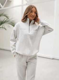 Life & Style 1/4 Zip Jumper - Marl White -Cheap Clothing Store 219WMarlWhite02