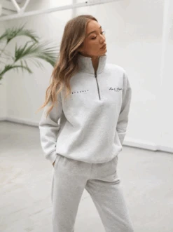 Life & Style 1/4 Zip Jumper - Marl White -Cheap Clothing Store 219WMarlWhite03