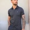 Midar Check Polo - Dark Grey -Cheap Clothing Store 2208 Charcoal NewLead