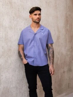 Nador Open Collared Shirt - Blue -Cheap Clothing Store 2331Blue 01D