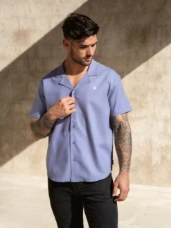 Nador Open Collared Shirt - Blue -Cheap Clothing Store 2331Blue 04D