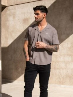 Nador Open Collared Shirt - Mocha Brown -Cheap Clothing Store 2331MochaBrown 02D