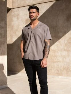 Nador Open Collared Shirt - Mocha Brown -Cheap Clothing Store 2331MochaBrown 03D