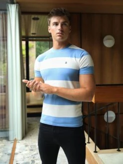 Alassio Stripe T-Shirt - Blue -Cheap Clothing Store 2375BLUED 1