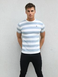 Loano Stripe T-Shirt - Light Blue -Cheap Clothing Store 2376BLUED 1