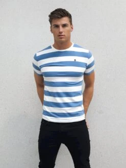 Loano Stripe T-Shirt - Mid Blue -Cheap Clothing Store 2376MIDBLUED 62506cb6 906e 4bcf a15c 2c781f356ccb