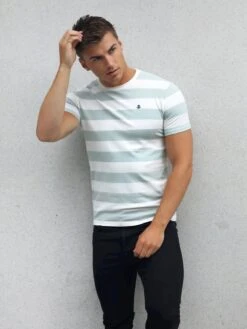 Loano Stripe T-Shirt - Sage -Cheap Clothing Store 2376SAGED 4