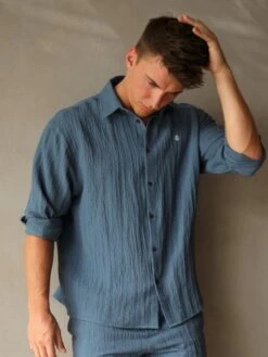 Salvatore Long Sleeve Shirt - Blue -Cheap Clothing Store 2385Blue 02D