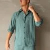 Salvatore Long Sleeve Shirt - Teal -Cheap Clothing Store 2385TealLEADD
