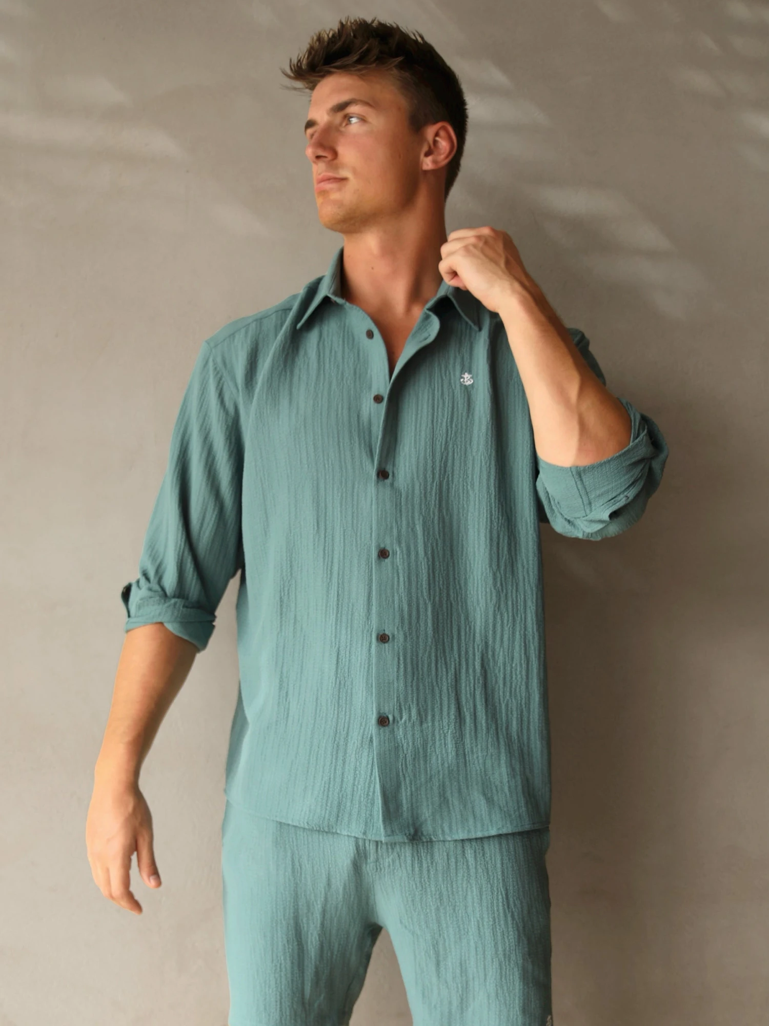 Salvatore Long Sleeve Shirt - Teal 3 Salvatore Long Sleeve Shirt - Teal