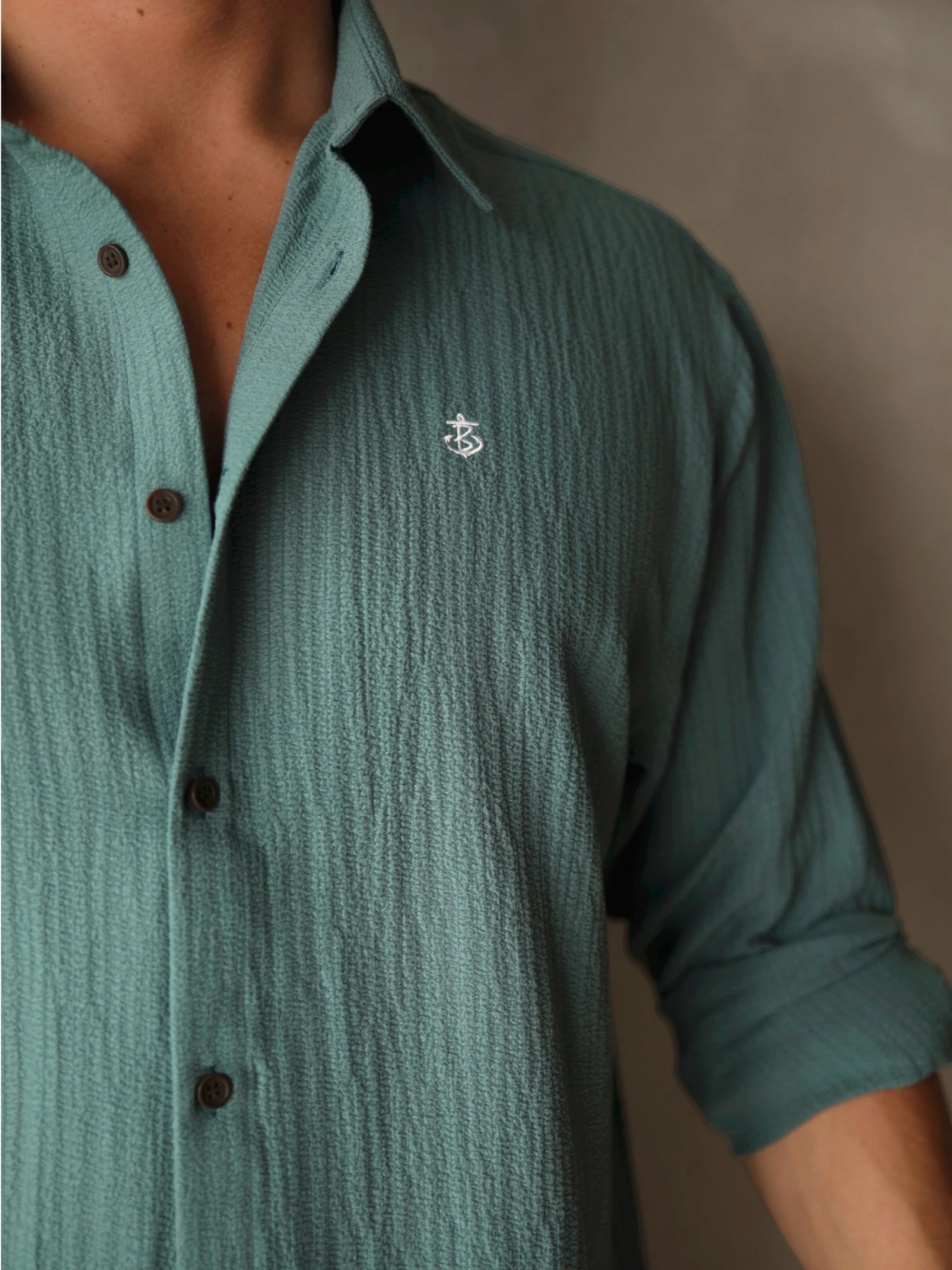 Salvatore Long Sleeve Shirt - Teal 5 Salvatore Long Sleeve Shirt - Teal - Image 3