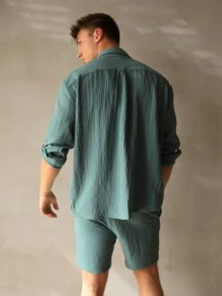 Salvatore Long Sleeve Shirt - Teal 10 Salvatore Long Sleeve Shirt - Teal -Cheap Clothing Store 2385Teal 04D