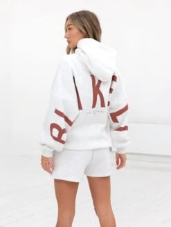 Isabel Jogger Shorts - Marl White And Rust Red -Cheap Clothing Store 2542MarlWhite Rust 02D