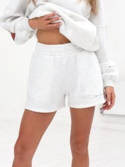 Isabel Jogger Shorts - Marl White And Rust Red