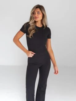 Alessia Cropped T-Shirt - Black -Cheap Clothing Store 2573 2Black 05D