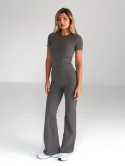 Alessia Cropped T-Shirt - Charcoal -Cheap Clothing Store 2573 2Charcoal 04D