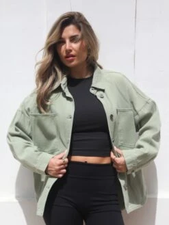 Francesca Shacket - Sage Green -Cheap Clothing Store 2587Sage 03D