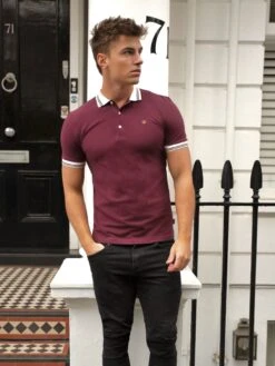 Dalston Polo - Burgundy -Cheap Clothing Store 2634Burgundy 03D