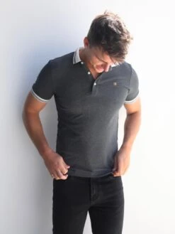 Dalston Polo - Charcoal 10 Dalston Polo - Charcoal -Cheap Clothing Store 2634Grey 04D