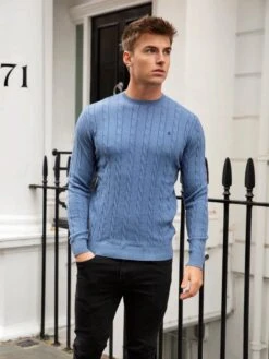 Burley Knitted Jumper - Blue -Cheap Clothing Store 2638Blue 01D
