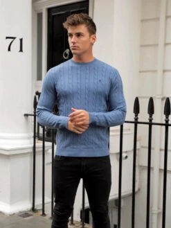 Burley Knitted Jumper - Blue -Cheap Clothing Store 2638Blue 06D