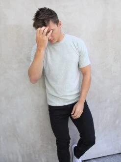 Soft Textured T-Shirt - Light Sage -Cheap Clothing Store 2713SageGreen 02D